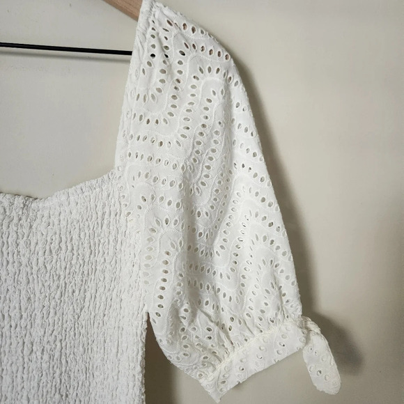 Lovers and Friends | Kathleen Smocked Eyelet Ruffle Mini Dress - Size L - Picture 5 of 11